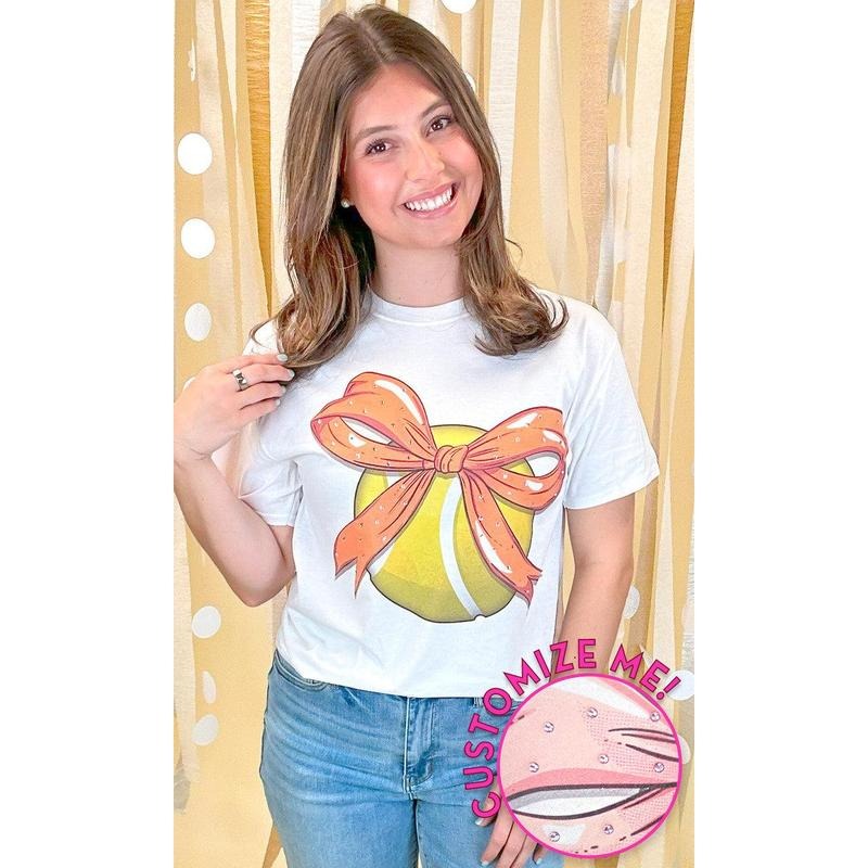 Custom Tennis Bow Rhinestone Graphic T-Shirt Hoodie Sweatshirt | PrintMintTees.com