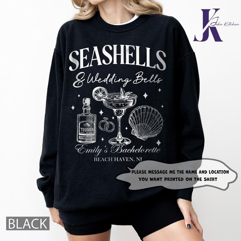 Customed Seashells and Wedding Bells Bachelorette Party shirt, Coastal Bridal shirt, Beach Bachelorette Comfort Colors...