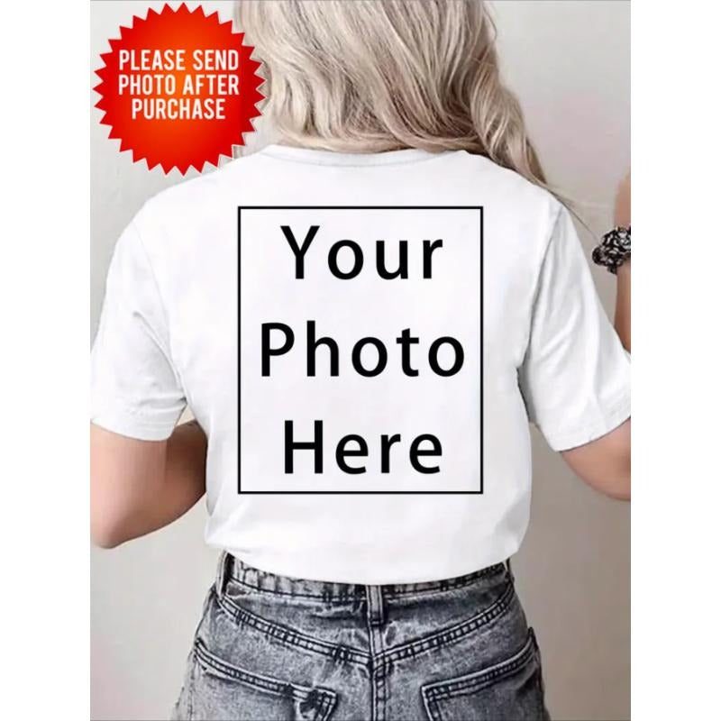 Customizable Women's Short Sleeve T-Shirt - Casual Crew Neck, Soft Polyester Blend, Machine Washable