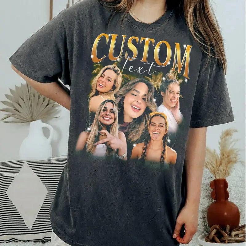 Customized Photo Bootleg T-Shirt, Vintage Custom Photo Tee Shirt, Personalized Portrait Sweatshirt, Custom Birthday Gift...