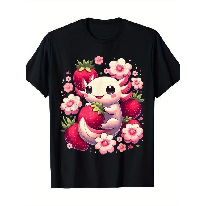 Cute Axolotl Kawaii Anime Axolotl Strawberry T-Shirt Made in USA Hoodie Sweatshirt | PrintMintTees.com