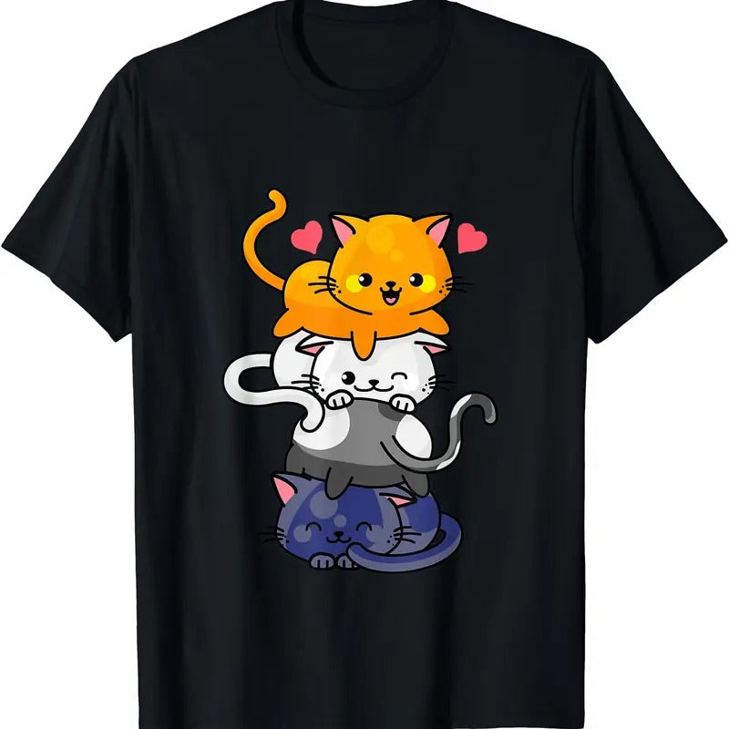 Cute Cat For Women Girls Kitty Pile Cats Anime Kawaii Neko TShirt Hoodie Sweatshirt | PrintMintTees.com