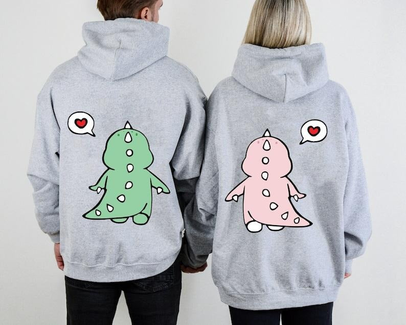 Cute Dinosaur Couple Sweatshirt, Couples Gifts Valentines Day, Cute Dinosaur Matching Hoodie, gift for couple, Gift For...