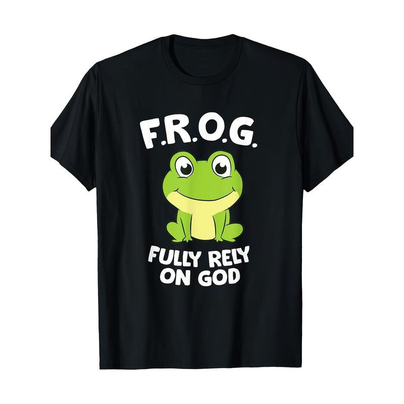 Cute Frog Fully Rely On God Christian Frog T-Shirt made in usa Hoodie Sweatshirt | PrintMintTees.com