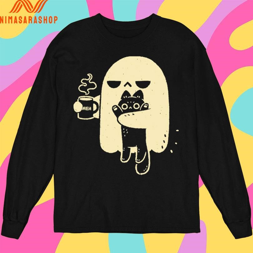 Cute Ghost Holding Cat Shirts