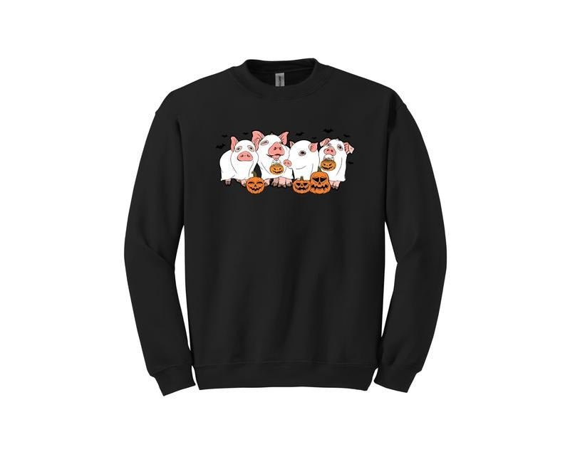 Cute Ghost Pig Crewneck Sweatshirt Casual Halloween Shirt Hoodie | PrintMintTees.com
