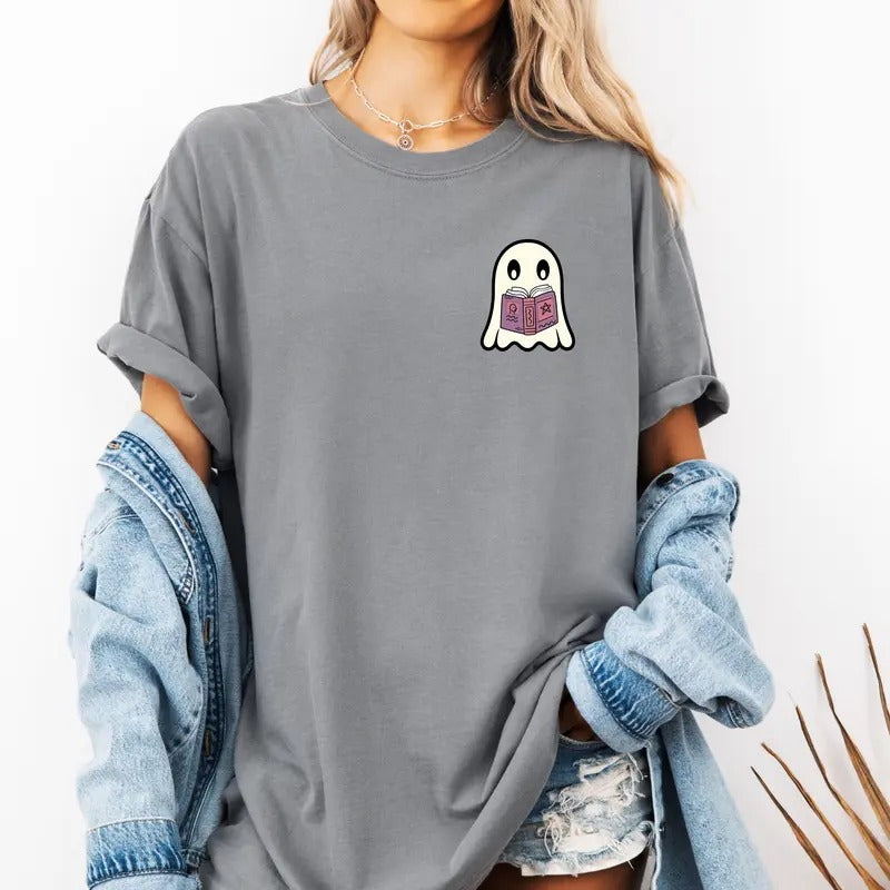 Cute Ghost Reading Book Custom Colors Shirt Casual T-Shirts, Hoodie, Sweatshirt