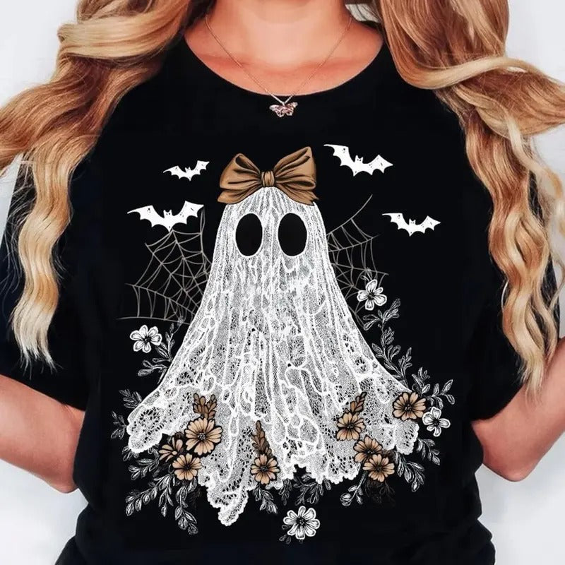 Cute Lace Ghost Shirt, Boo In Boojee, Halloween Boo Lace Bow SHirt, Halloween Tee, Boo Ghost Shirt Hoodie Sweatshirt