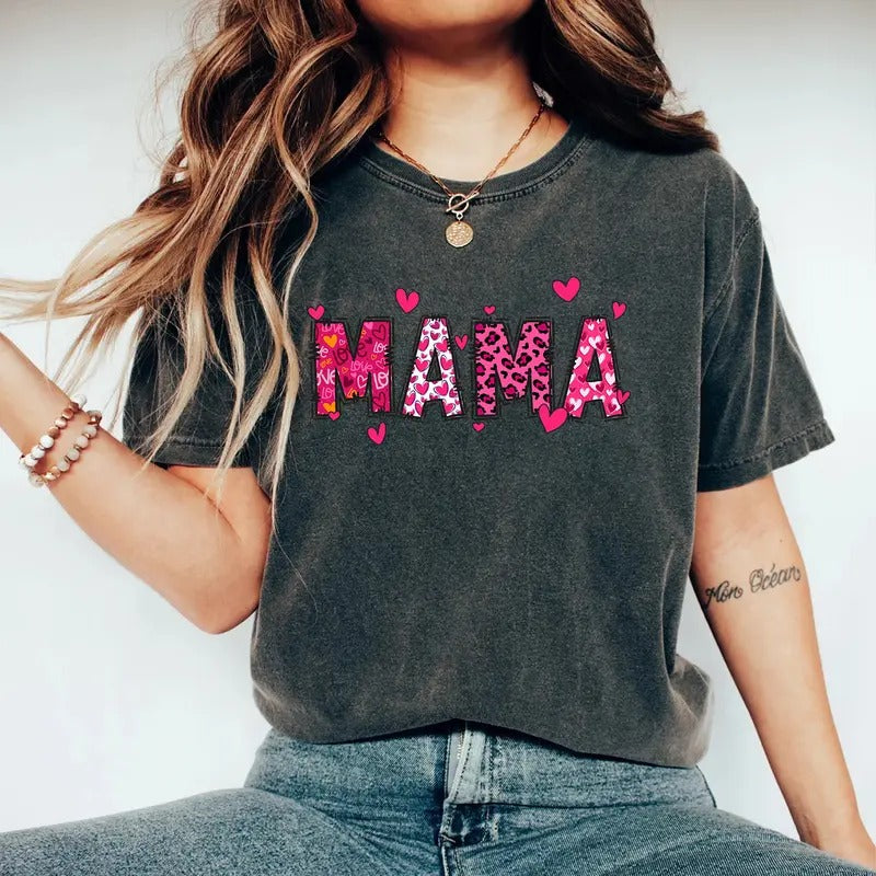 Cute Mama Heart Valentine Mom Shirt Mom T-Shirts, Hoodie, Sweatshirt