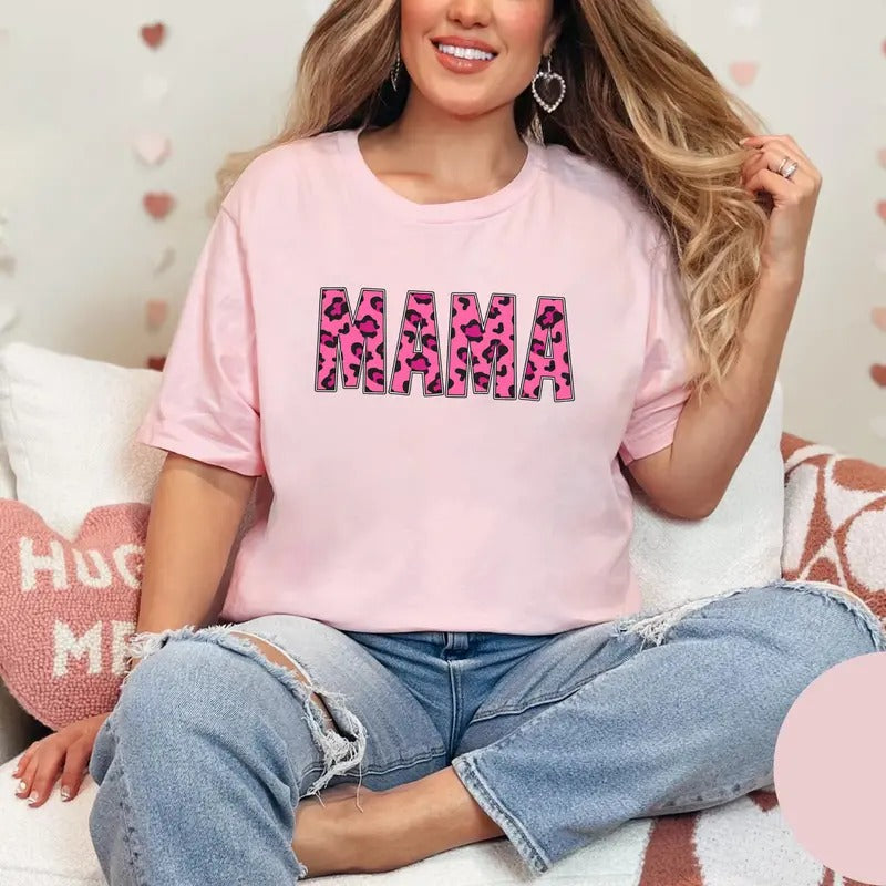Cute Mama Leopard T-shirt, Valentine Mom Shirt, Valentine Gift for Mom, Mothers Day Gift