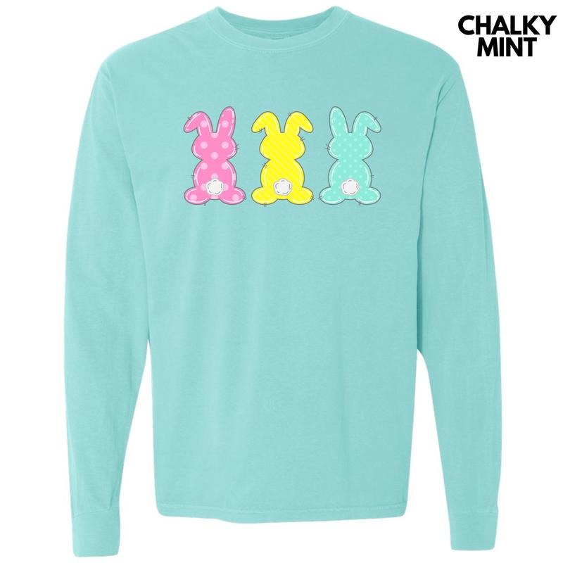 Cute Pattern Bunny Trio Long Sleeve Comfort Colors T-Shirt 'NLB' Hoodie Sweatshirt | PrintMintTees.com