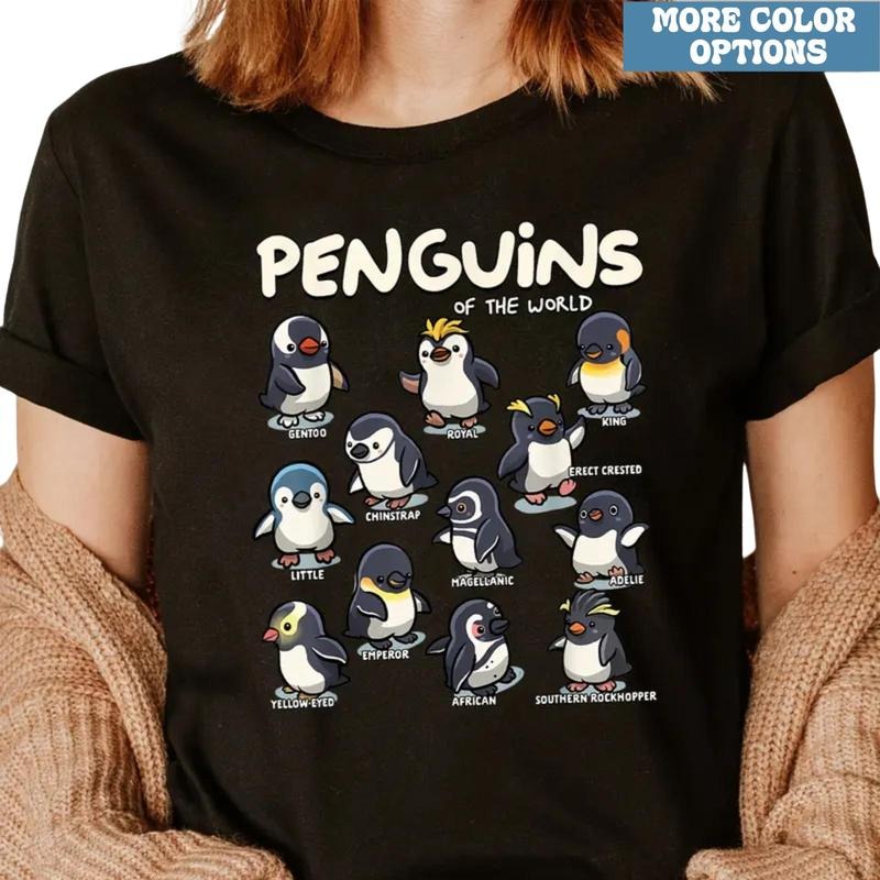 Cute Penguin Graphic Comfort Color T-Shirt, Adorable Animal Tee for Animal Lovers, Gift for Friends, Gift for Him, Gift...