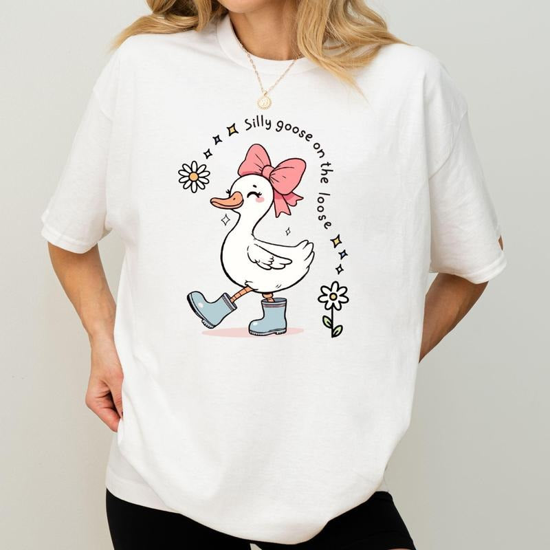 Cute Silly Goose On The Loose Shirt, Funny Farm Animal Shirt, Cute Gift for Girl
