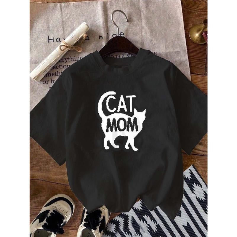 Cute and Trendy T - Shirt: "CAT MOM" with Adorable Cat Silhouette Design style 02 Hoodie Sweatshirt | PrintMintTees.com