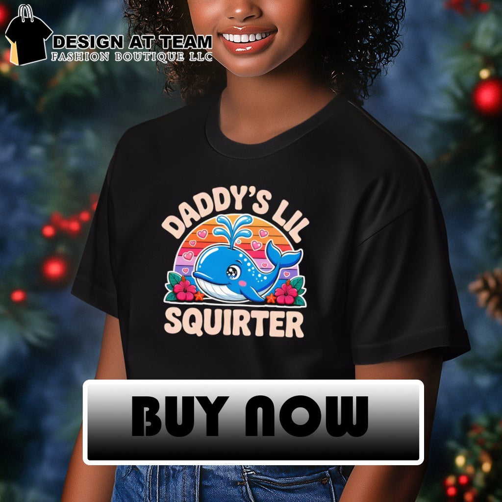 Cute whale cartoon ocean animals daddy’s lil squirter flower hibiscus t shirt