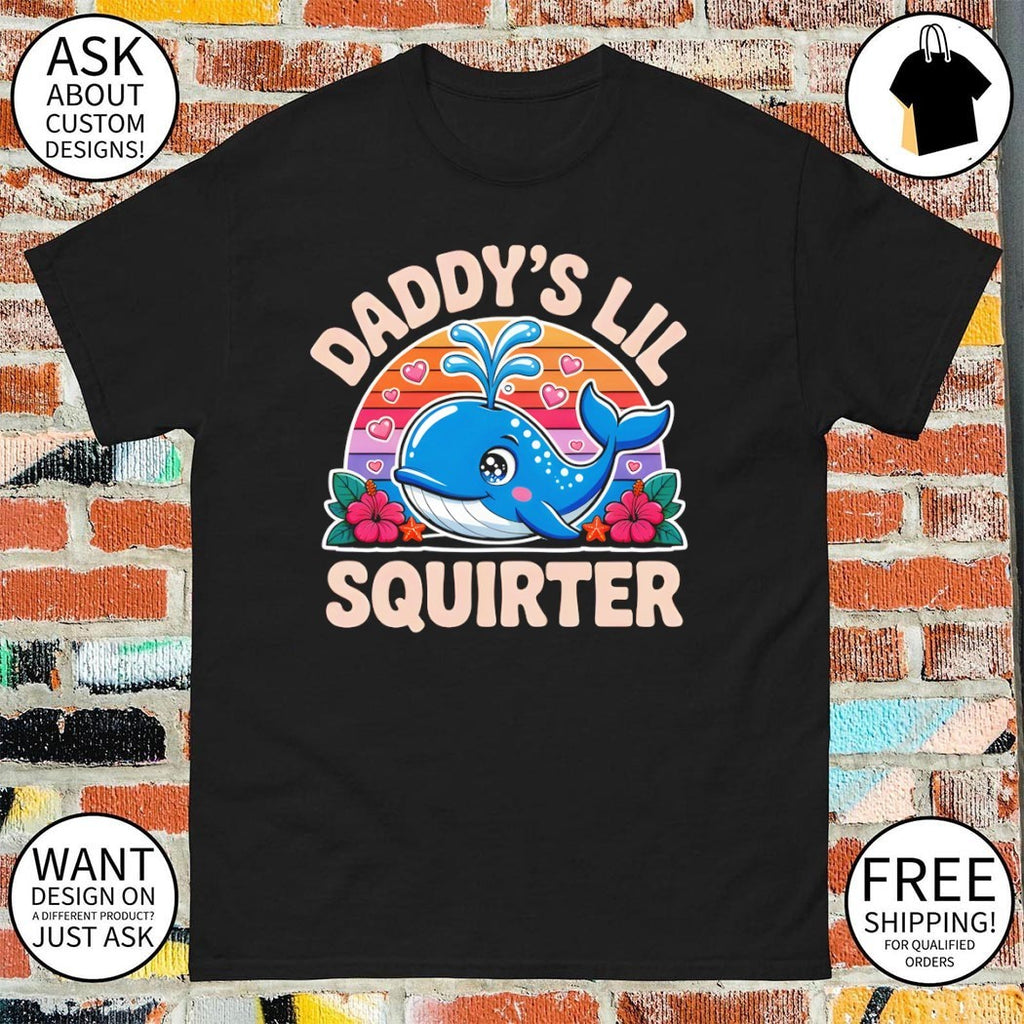Cute whale cartoon ocean animals daddy’s lil squirter flower hibiscus t shirt