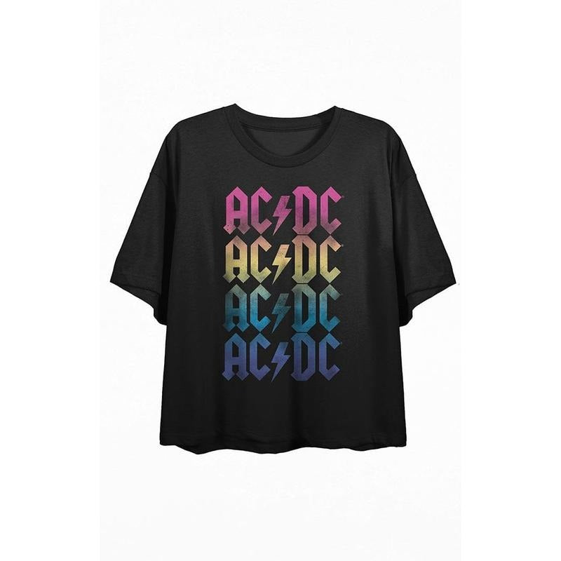 PacSun Women's AC/DC Logo Cropped T-Shirt Hoodie, Sweatshirt | PrintMintTees.com