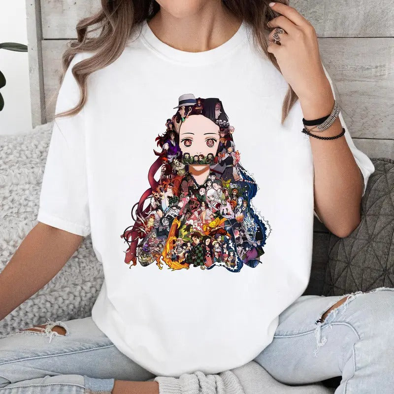 DM Kamado Nezuko Character Shirt Crewneck Hoodie Comfort Cotton Sweatshirt | PrintMintTees.com