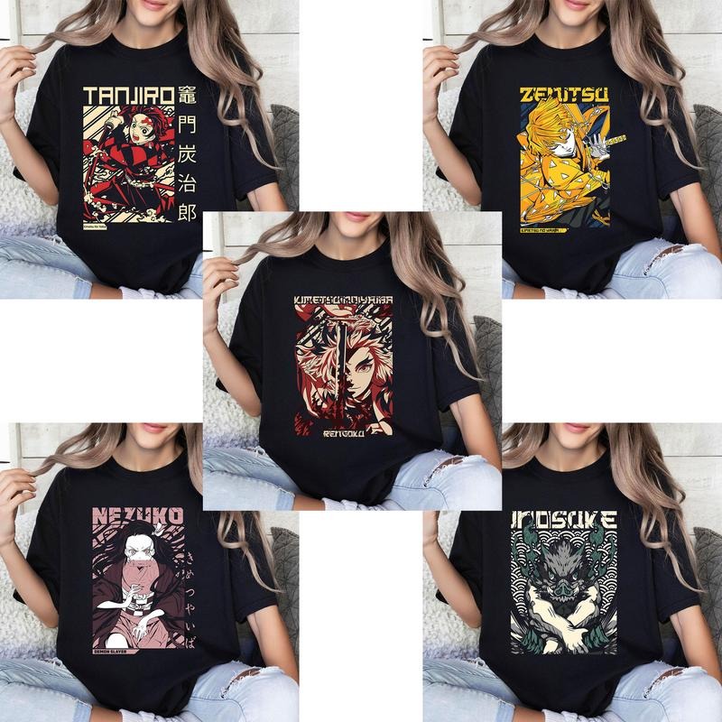 DM Tanjiro Nezuko Zenitsu Inosuke Rengoku Character Comfort Cotton Fabric T-Shirts, Hoodie, Sweatshirt