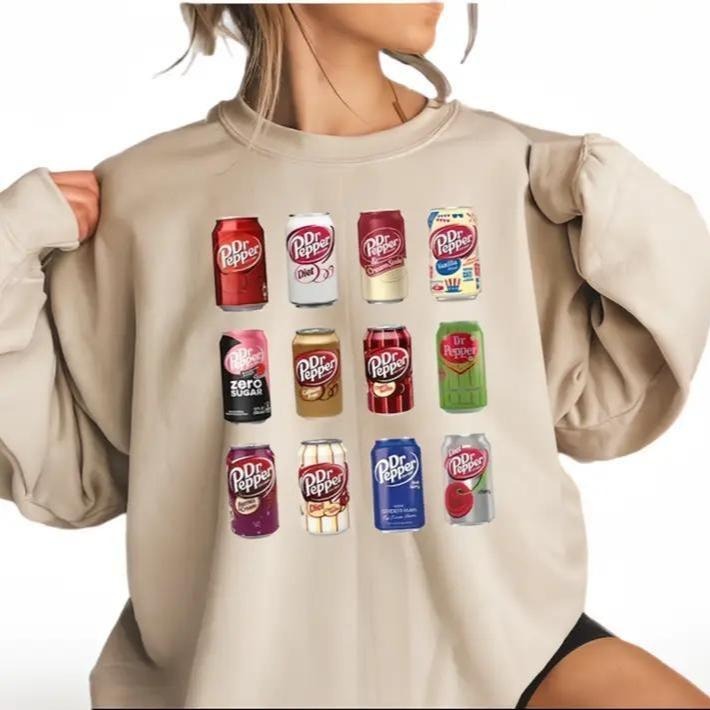 DR.PEPPER Sweatshirt, Dr.pepper Cans Sweatshirt, Vintage Womens Trendy Sweatshirt Cotton Womenswear Check Fit Shirt Hoodie