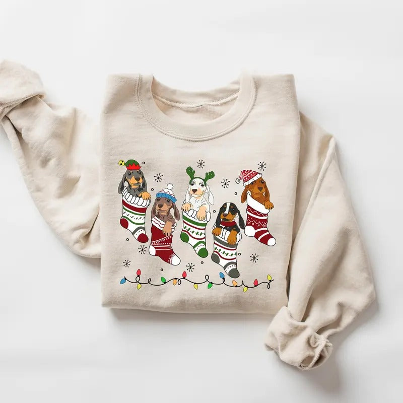 Dachshund Christmas Sweatshirt, Dachshund Christmas Sweater, Christmas Dog Shirt, Dog Lover Gift, Dachshund New Year...