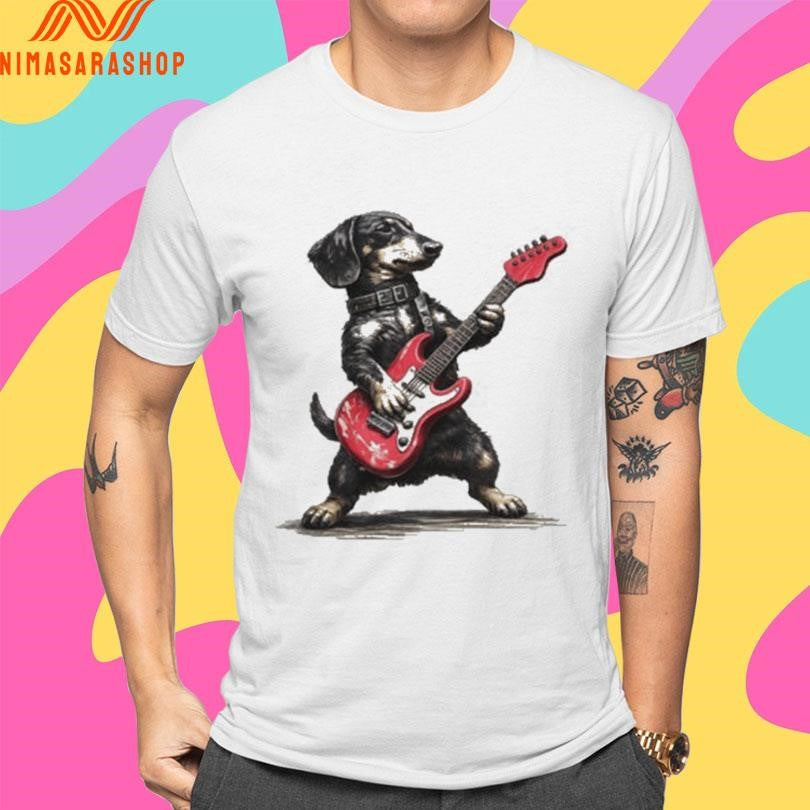 Dachshund Dog Playing Guitar Shirts