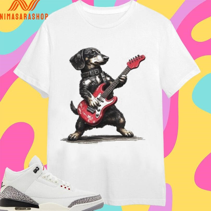 Dachshund Dog Playing Guitar Shirts
