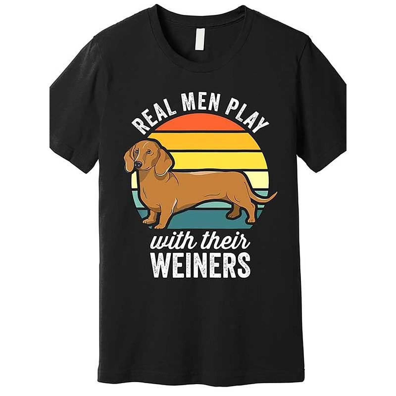 Dachshund Weiner Dog Real Play With Their Weiners Premium funny Short Sleeve Graphic Collection black 180g cotton,...