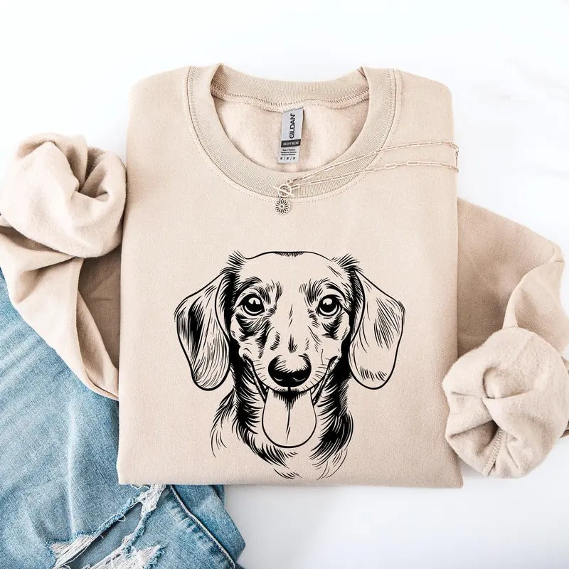 Dachshund, Pet, Dog Breed Sweatshirt, Crew Neck, Women's, Crewneck T-Shirts, Hoodie | PrintMintTees.com