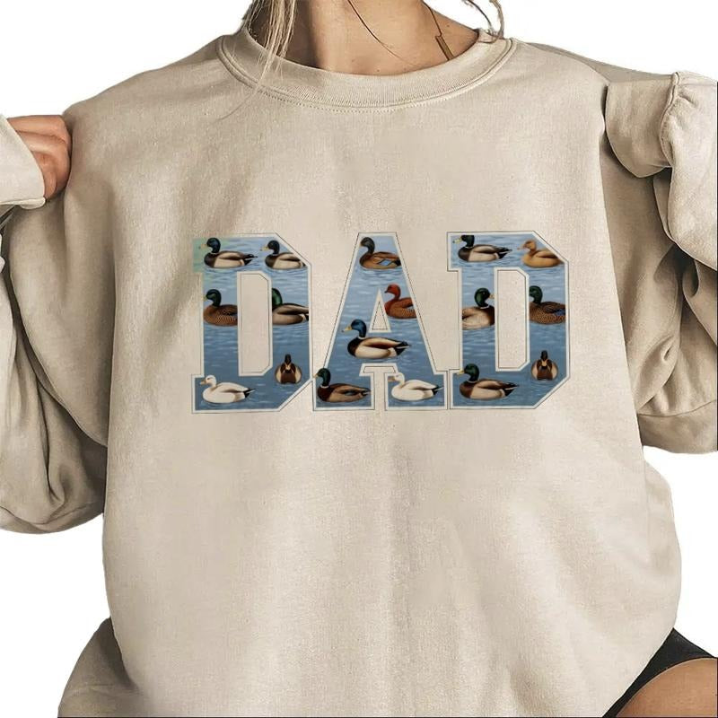 Dad Duck Sweatshirt Hunting Season 2025 Western Hunter Dad Trendy T-Shirt Hoodie Cotton Womenswear | PrintMintTees.com