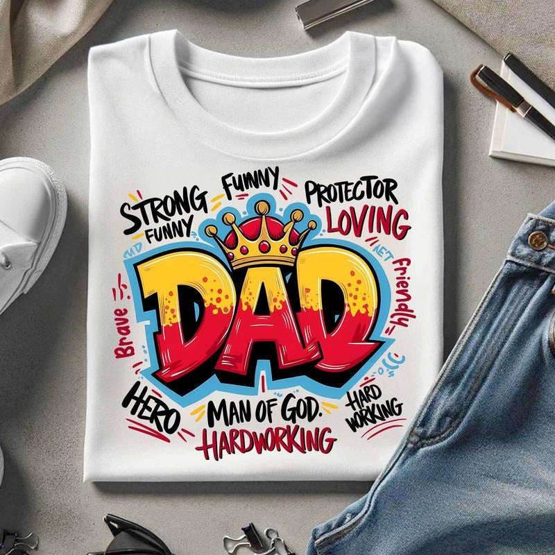 Dad Graffiti Shirt for Men Funny Hero King Man of God Father's Day Gift Unisex Premium 100% Cotton Hoodie Sweatshirt