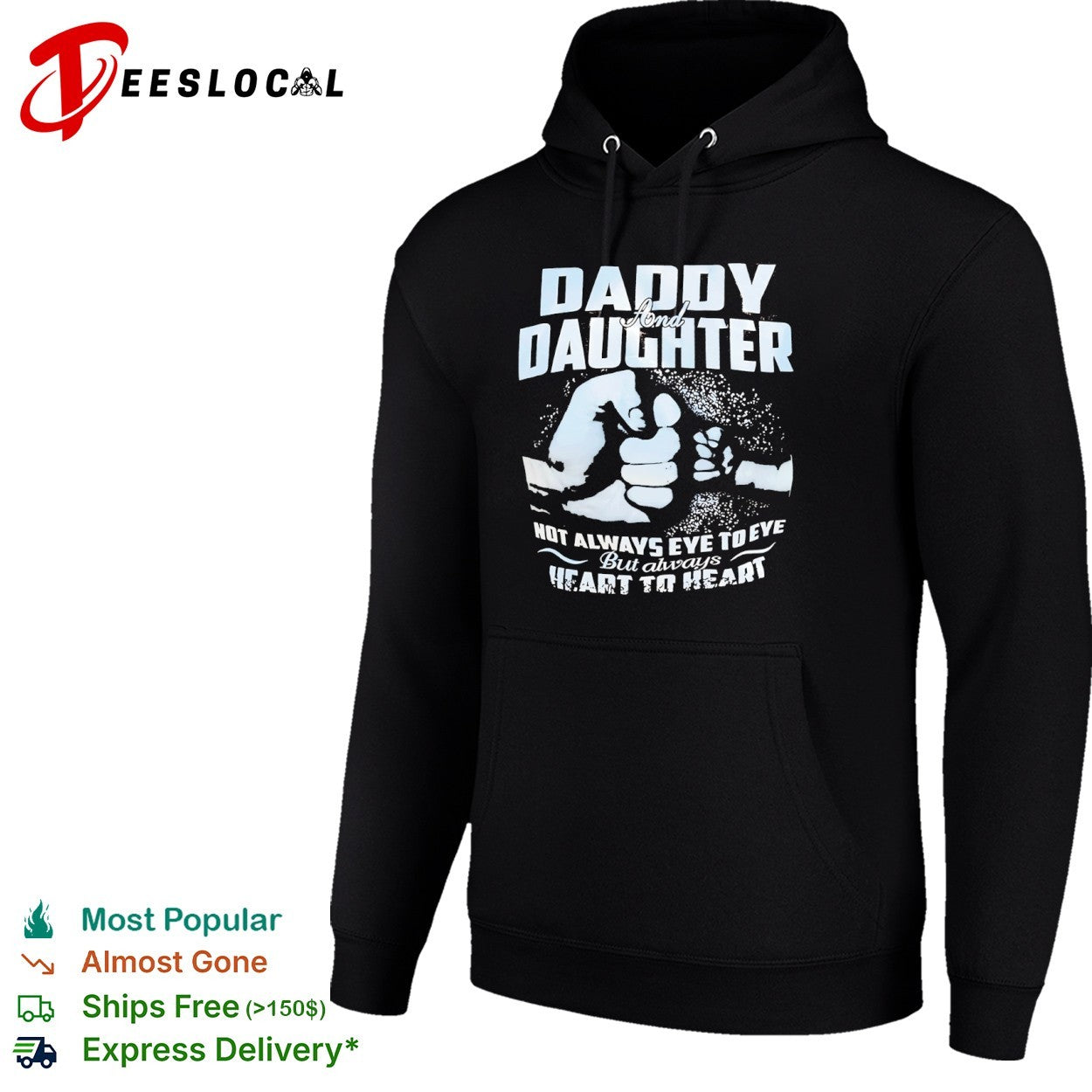 Daddy and Daughter not always eye to eye but always heart to heart fist bump shirt