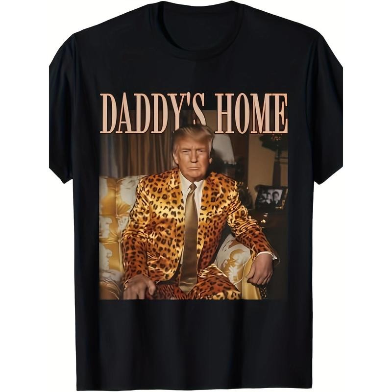 Daddy's Home Trump Shirt Trump 2024 Leopard Print Fun MAGA T-shirt Hoodie Sweatshirt | PrintMintTees.com