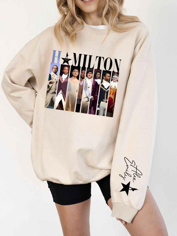Daily "Hamilton" Musical Sweatshirt - Casual Pullover with Broadway Cast Prints, Ideal for Theater Enthusiasts, Suitable...