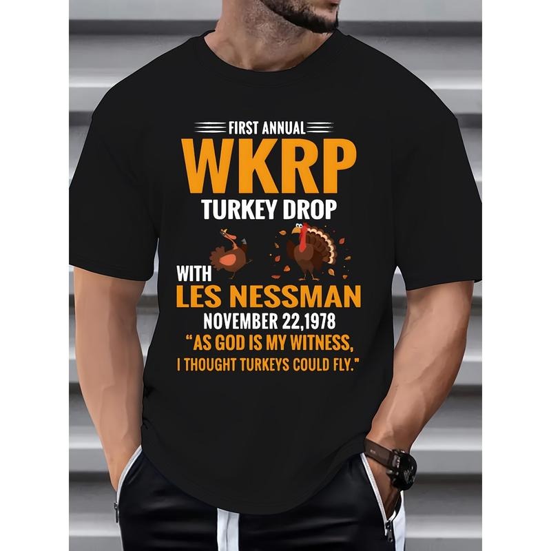 Daily Wear Men's Crew Neck T-shirt, Men's Turkey Print T-shirt, Casual Short Sleeves made in usastyle{n002}2 Hoodie...