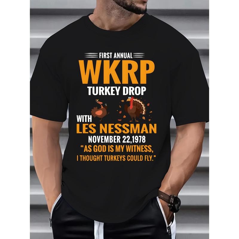 Daily wear men's crew neck T-shirt, men's Turkey print T-shirt, casual short sleeves made in usa Hoodie Sweatshirt