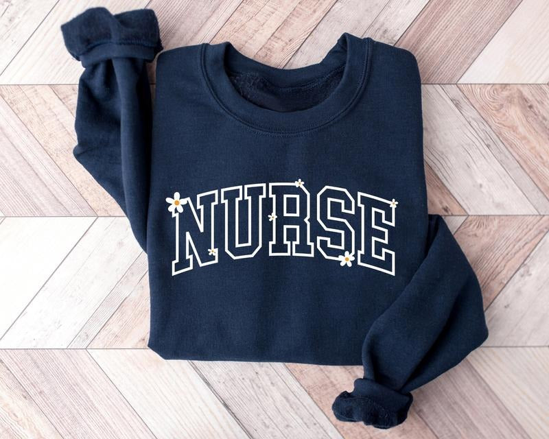Daisy Nurse RN Sweatshirt, Floral Nurse Sweater, Nursing Crewneck, BSN RN ER Graduation Gift For New Nurse, Nurse Shirt,...