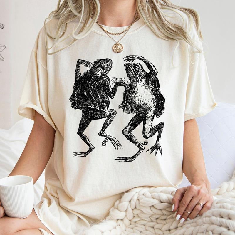 Dancing Frogs Retro Shirt, Vintage Frog, Comfort Colors Tee Hoodie, Sweatshirt | PrintMintTees.com