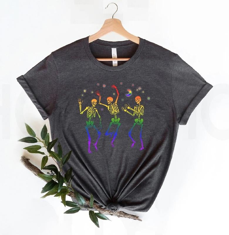 Dancing Skeleton Rainbow sweatShirt, skeleton sweatshirt, Dancing Skeletons, halloween shirt, LGBTQ Shirt, Trans Shirt,...