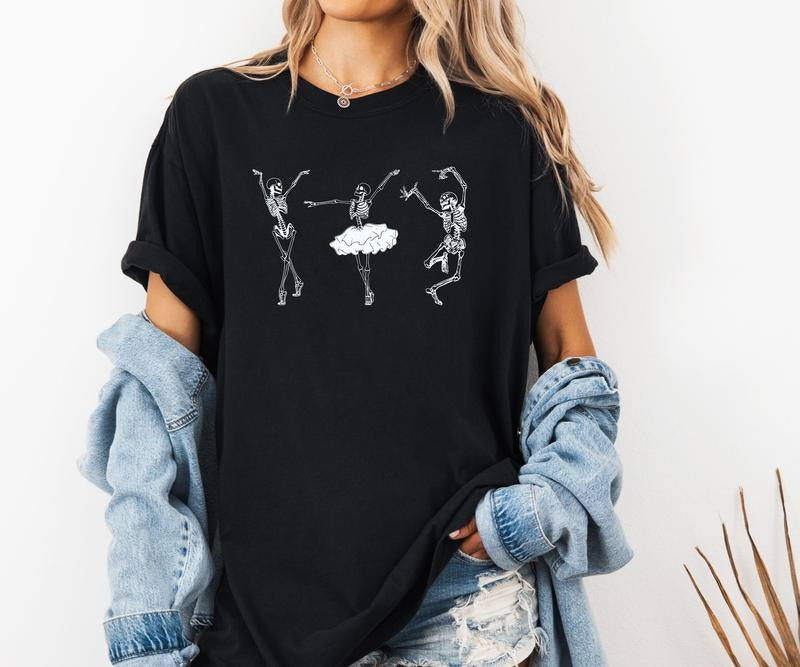 Dancing Skeletons design on custom colors tee shirt Casual Hoodie Sweatshirt | PrintMintTees.com