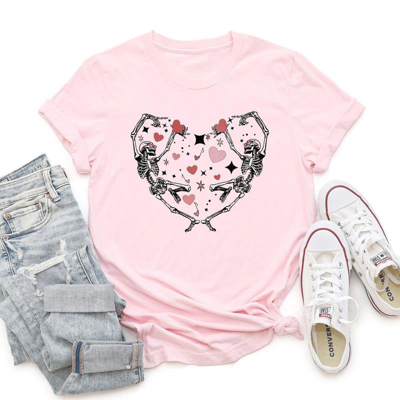 Dancing Skeletons, Heart, Super Soft Tshirt, Valentine's Day Hoodie, Sweatshirt | PrintMintTees.com