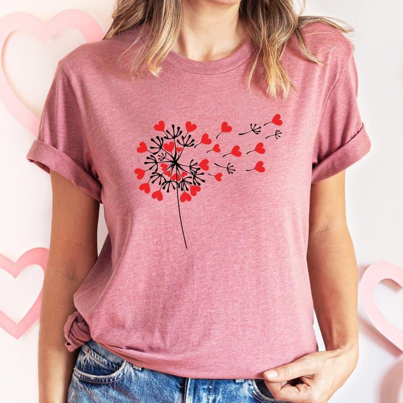 Dandelion Hearts, Flower, Super Soft Tshirt, Valentine's Day Hoodie, Sweatshirt | PrintMintTees.com