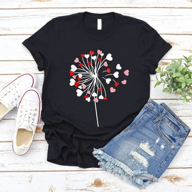 Dandelion tshirt,sweatshirt,hoodie, Valentines Day tshirt, Love Hearts sweatshirt, Flower hoodie, Valentine Shirt Svg,...