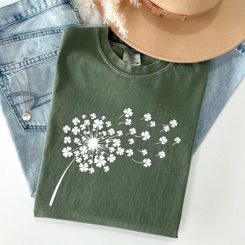 Dandelion, St Patrick's Day, Shamrocks Comfort Colors Tshirt, Women's Crew Neck, Crewneck Hoodie, Sweatshirt