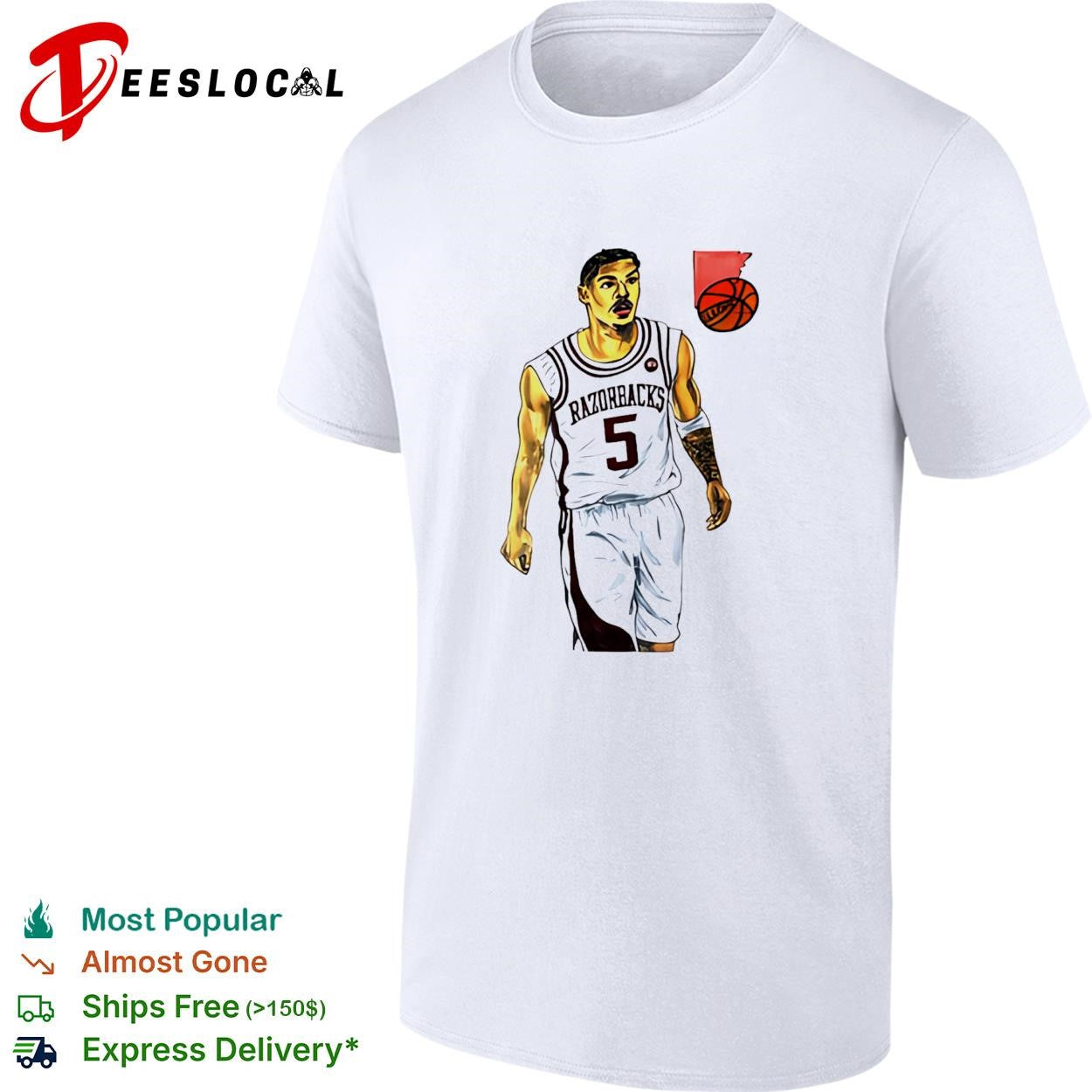 Darius Acuff Jr Arkansas Razorbacks basketball player number 5 shirt