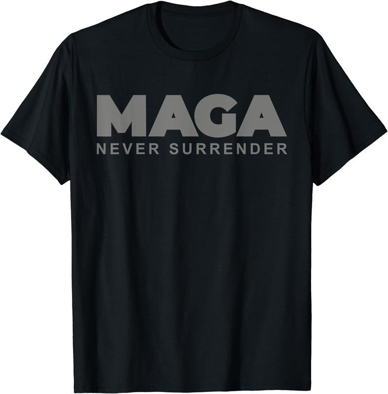 Dark Color President Trump MAGA Never Surrender USA 4th July Cotton Short Sleeve Size S 5XL T-Shirts, Hoodie, Sweatshirt