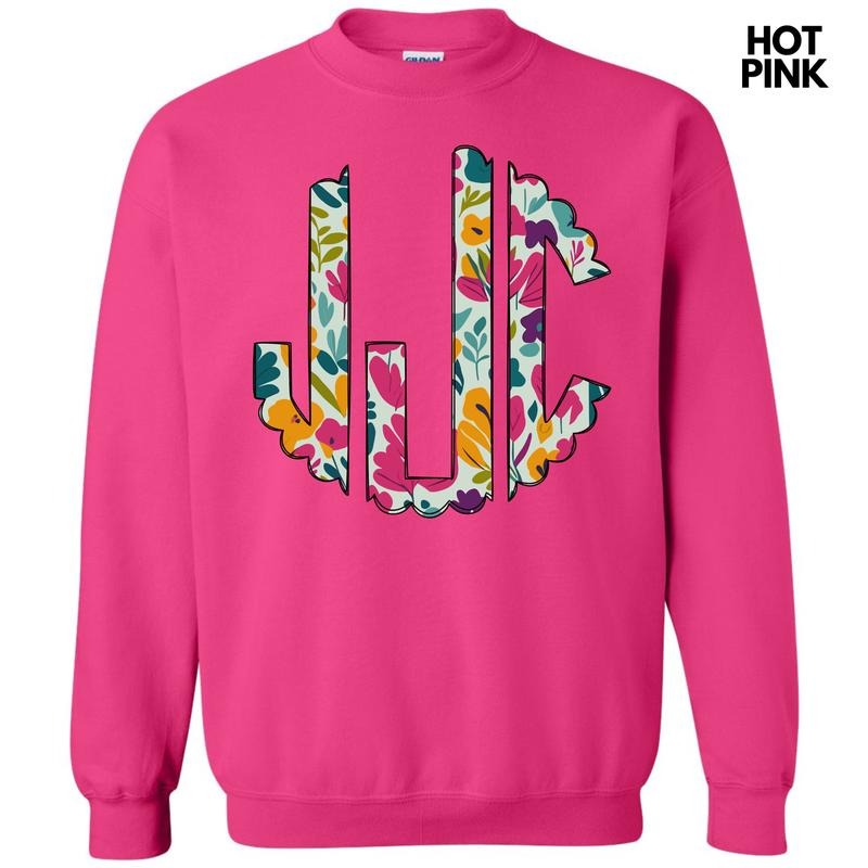 Dark Floral Monogram Sweatshirt 'NLB' Shirt Hoodie | PrintMintTees.com