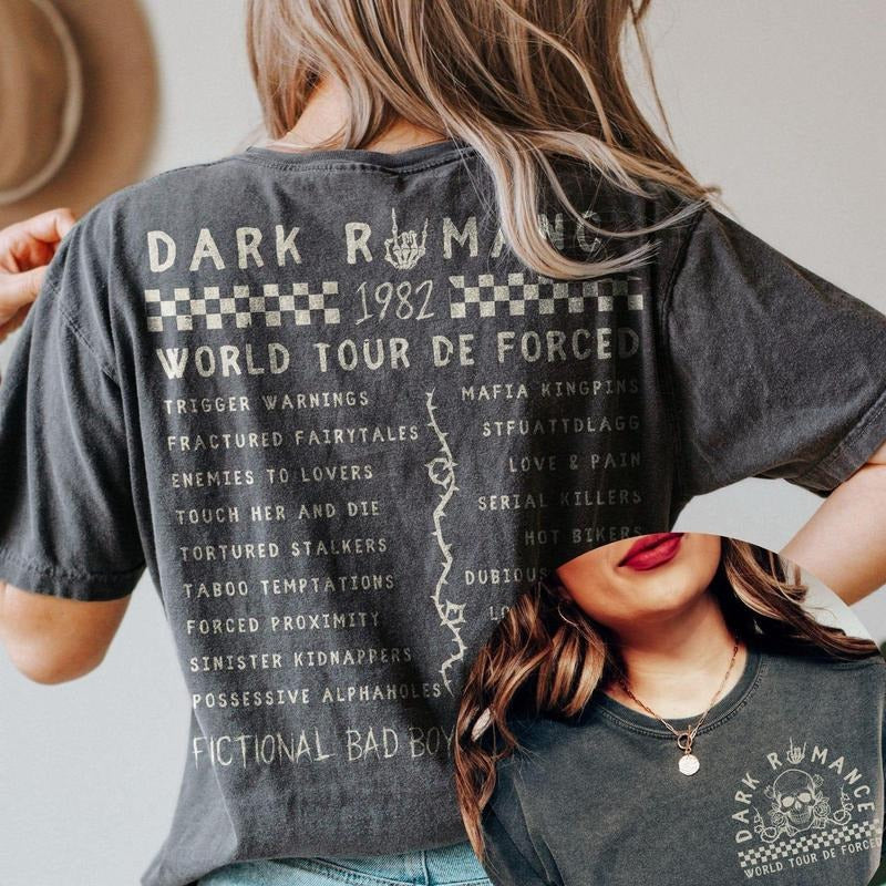 Dark Romance World Tour de Forced vintage style t-shirt dark academia cat & mouse bookstagram merch for booktok gifts...