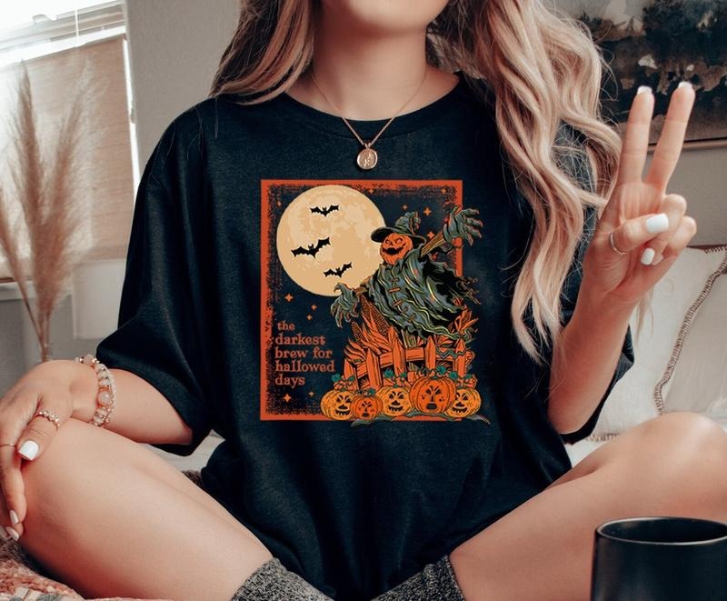Darkest Brew Halloween Shirt, Halloween Scarecrow Shirt, Vintage Halloween Shirt, Halloween Night Sweatshirt, Scary Tee,...