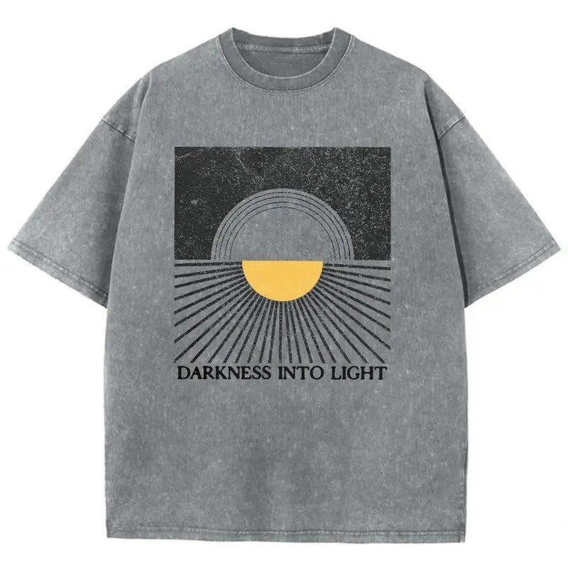 Darkness Into Light Unisex Washed T-Shirt, Christian t shirts, Christian Jesus  t shirts, Vintage 90s Graphic Tee Gift...